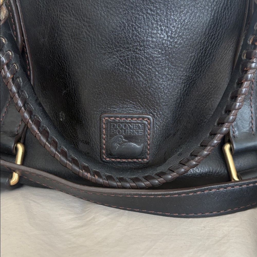 Dooney & Bourke Black Leather Shoulder Bag with Gold Hardware - Picture 2 of 5
